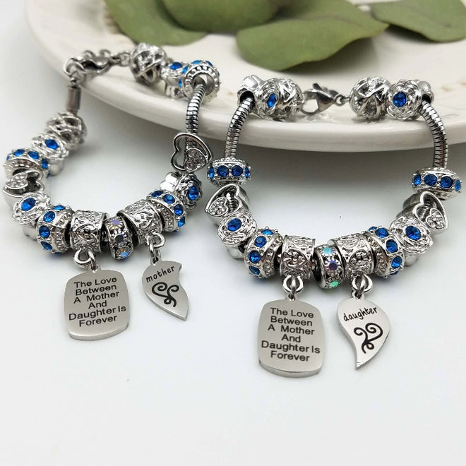 Buy Mother Daughter Bracelet Set: Set of 2 Heart Charm Bracelets,  Adjustable, Cotton Cord, Friendship Bracelets Online in India - Etsy